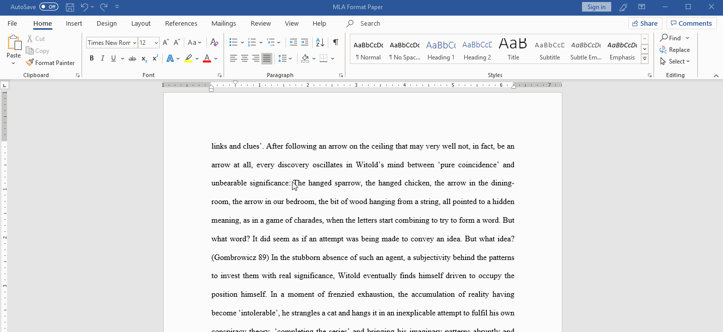 an example of quoting text in a document
