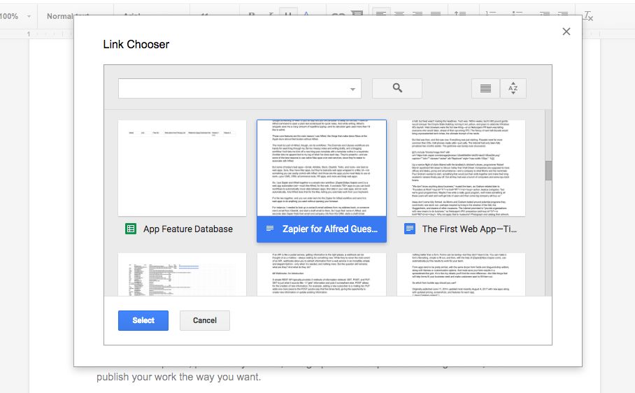 google drive add a linked document