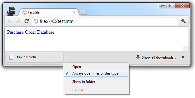 chrome html document won t open