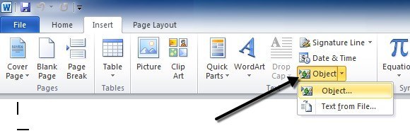 opening a new document in word 2010