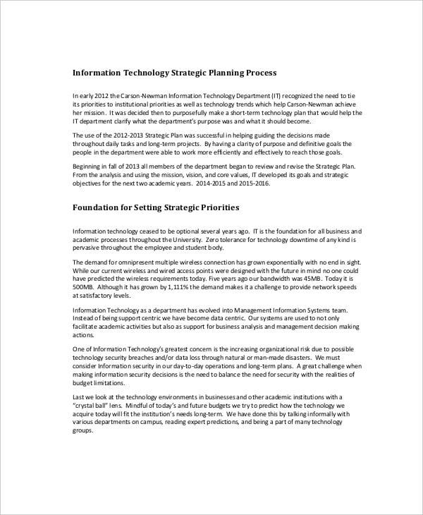 information technology strategy document template