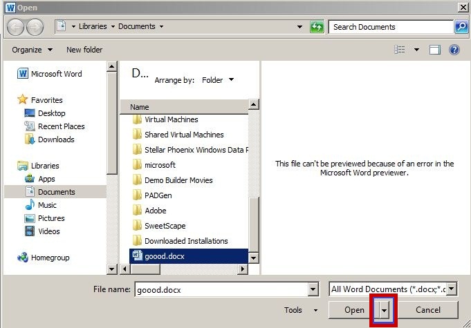 how to open auto recovery word document file corrupted