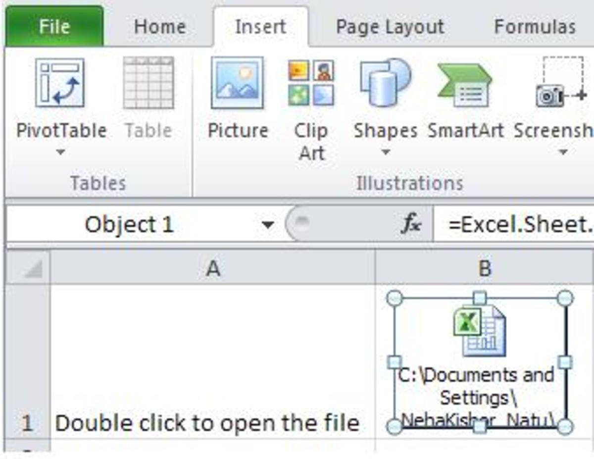how to embed a document in excel