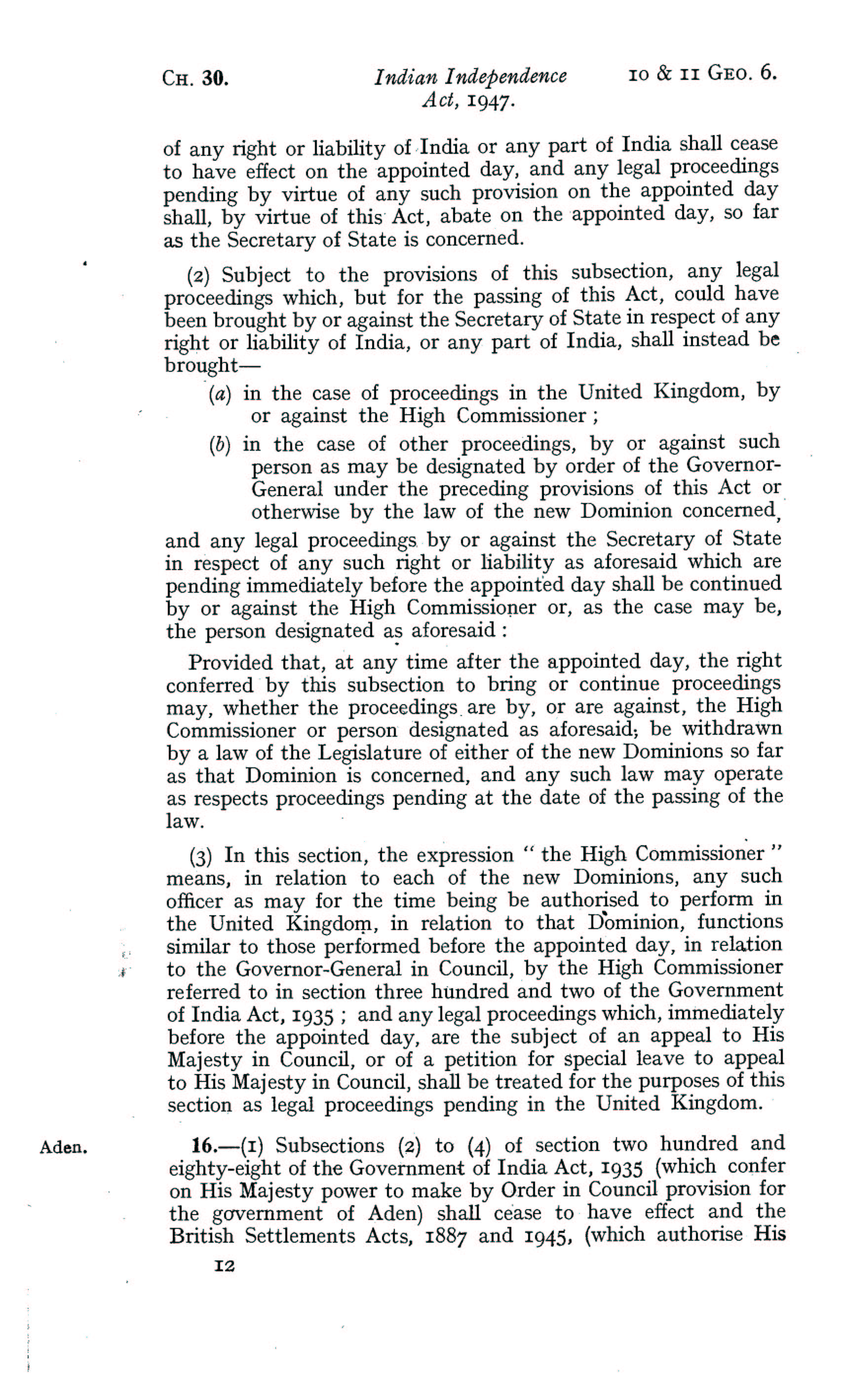 pakistan govt document on 1947