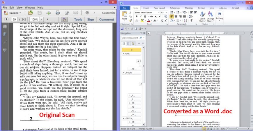 transfer scanned document to word