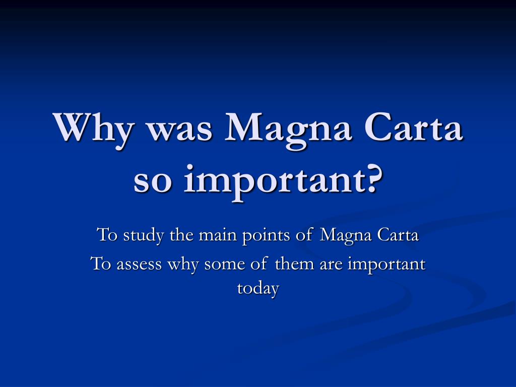 why is the magna carta an important document
